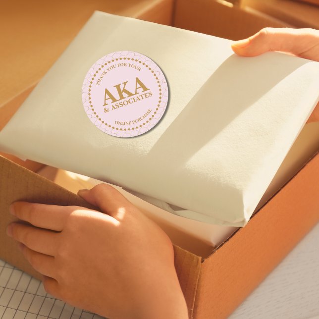 Pegatina Redonda Gracias por tu Monograma de Oro Rosa (Subido por el creador)