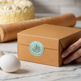 Pegatina Redonda Gracias Por Tu Negocio Pastelería Verde azulada