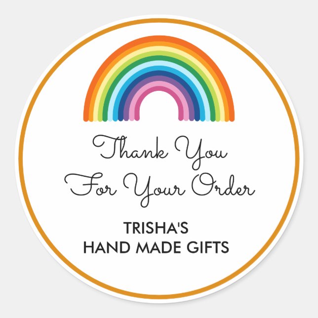 Pegatina Redonda Gracias Por Tu Pedido Arcoiris (Anverso)