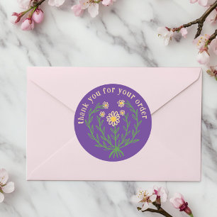 Pegatina Redonda "Gracias por tu pedido" Daisy Design Personalizado