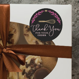 Pegatina Redonda Gracias Por Tu Pedido De La Batería De Oro Whisk W