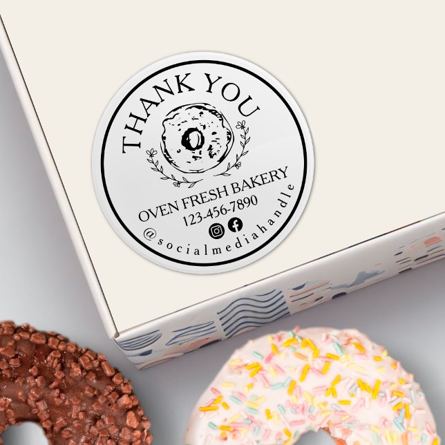 Pegatina Redonda Gracias por tu pedido de panadería Black Donut (Subido por el creador)