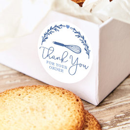 Pegatina Redonda Gracias Por Tu Pedido De Panadería Whisk & Wreath