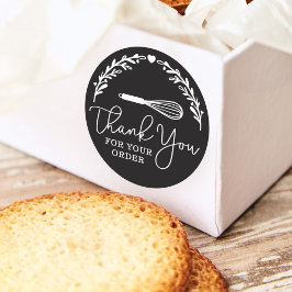 Pegatina Redonda Gracias Por Tu Pedido De Panadería Whisk & Wreath