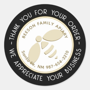 Pegatina Redonda Gracias por tu pedido Nombre del Apiario de la abe