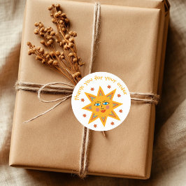 Pegatina Redonda "Gracias por tu pedido" Personalizado amable Sun