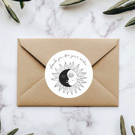 Pegatina Redonda "Gracias por tu pedido" Personalizado amable Sun &