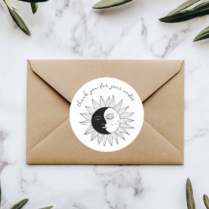 Pegatina Redonda "Gracias por tu pedido" Personalizado amable Sun &