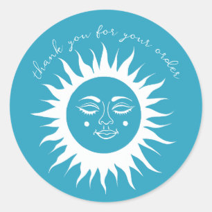 Pegatina Redonda "Gracias por tu pedido" Personalizado amable Sun