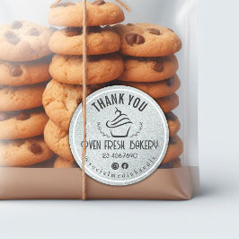 Pegatina Redonda Gracias Por Tu Torta De Negocios Plata