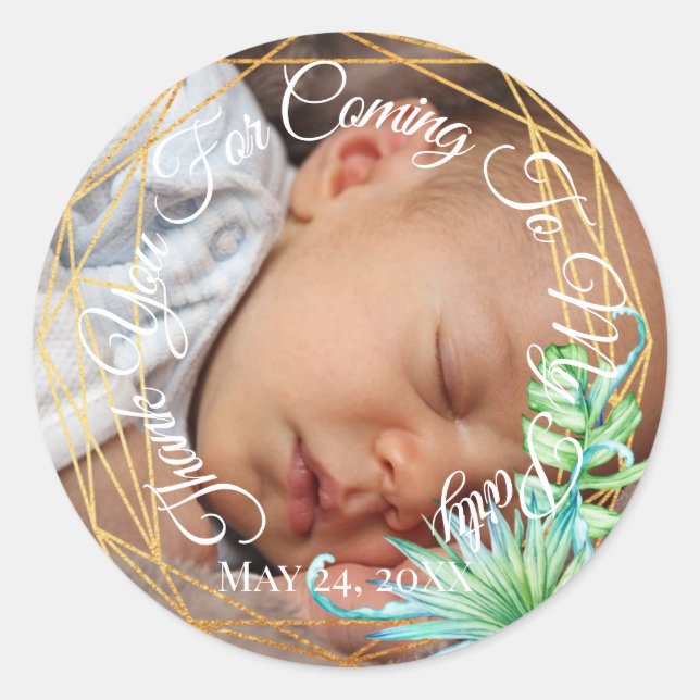 Pegatina Redonda Gracias Por Venir A Mi Fiesta FotoBaby Frame (Anverso)