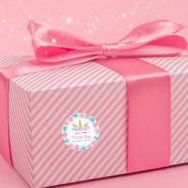 Pegatina Redonda Gracias por venir a mi Fiesta Unicorn