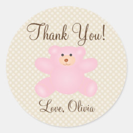 Pegatina Redonda Gracias Por Venir Chica De Oso De Teddy Baby Showe
