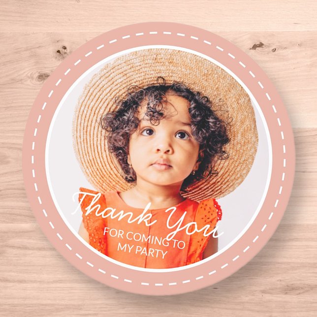 Pegatina Redonda Gracias por venir Foto personalizada moderna y ele (Subido por el creador)