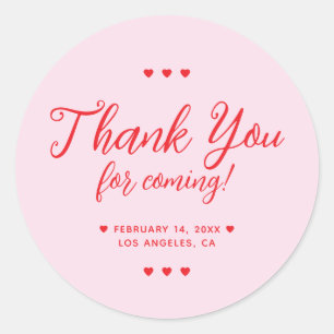 Pegatina Redonda Gracias por venir Galentine's Party Rosa