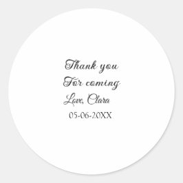 Pegatina Redonda gracias por venir mensaje de texto nombre 