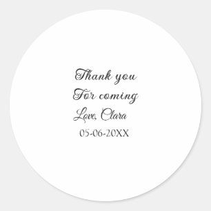 Pegatina Redonda gracias por venir mensaje de texto nombre 