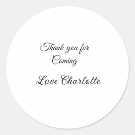 Pegatina Redonda gracias por venir mensaje de texto nombre 