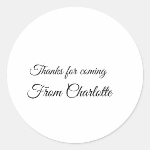 Pegatina Redonda gracias por venir mensaje de texto nombre 