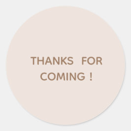 Pegatina Redonda GRACIAS por VENIR ! Minimalista Rosa Claro Redondo