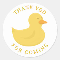 Gracias por venir. Pato de baño amarillo. Pájaro c