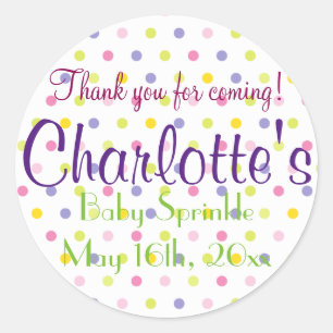 Pegatina Redonda ¡Gracias Por Venir! Polka Dot Baby Sprinkle