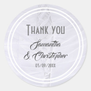 Pegatina Redonda Gracias por vestir a los bodas blancos