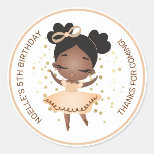 Pegatina Redonda Gracias! Princess Ballerina w/Bow Birthday Class