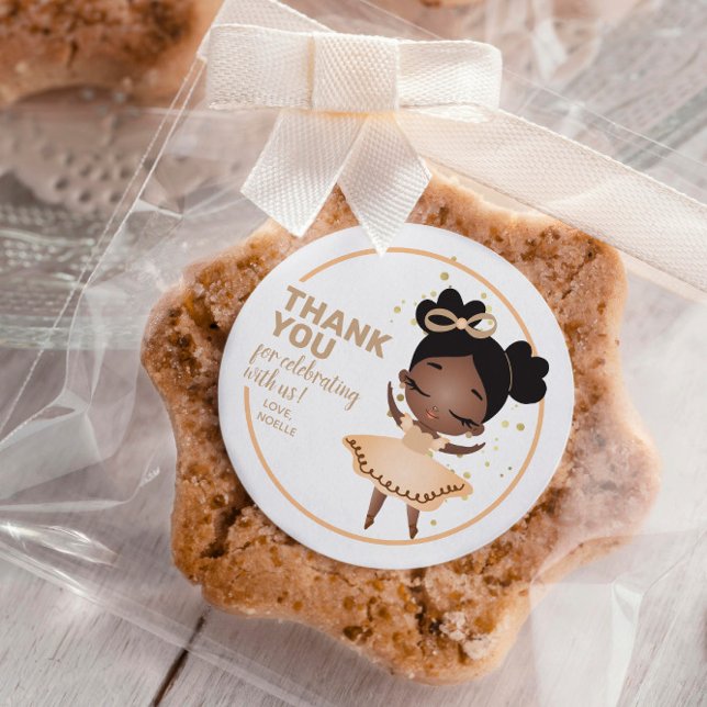 Pegatina Redonda Gracias! Princess Ballerina w/Bow Cumpleaños (Subido por el creador)