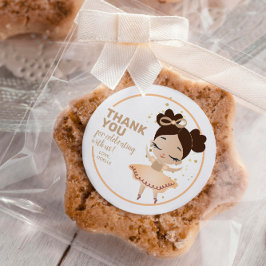 Pegatina Redonda Gracias! Princess Ballerina w/Bow Cumpleaños