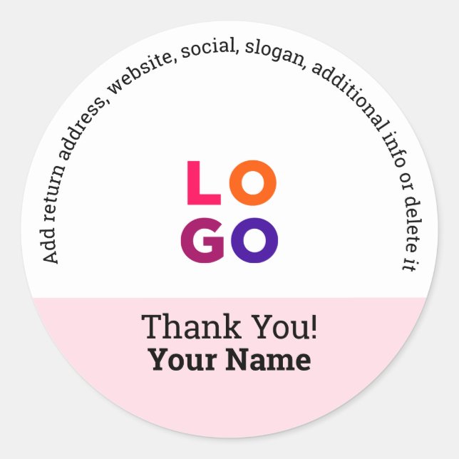 Pegatina Redonda Gracias | Promoción de logotipos profesionales par (Anverso)