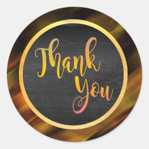 Pegatina Redonda Gracias Purpurina de oro Boda Glow