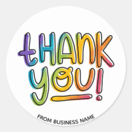 Pegatina Redonda Gracias Rainbow Thanking gracias por negocios