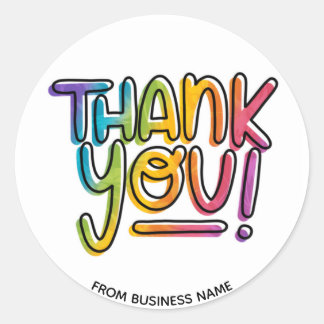 Pegatina Redonda Gracias Rainbow Thanking gracias por negocios