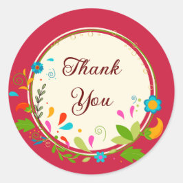 Pegatina Redonda Gracias rojo