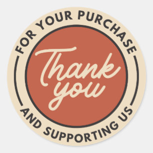 Pegatina Redonda Gracias rojo beige