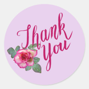 Pegatina Redonda Gracias Rosa Amor Romántico