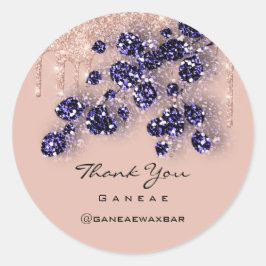 Pegatina Redonda Gracias Rosa de compras Purpurina Floral Drip