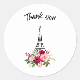 Pegatina Redonda Gracias rosas de París