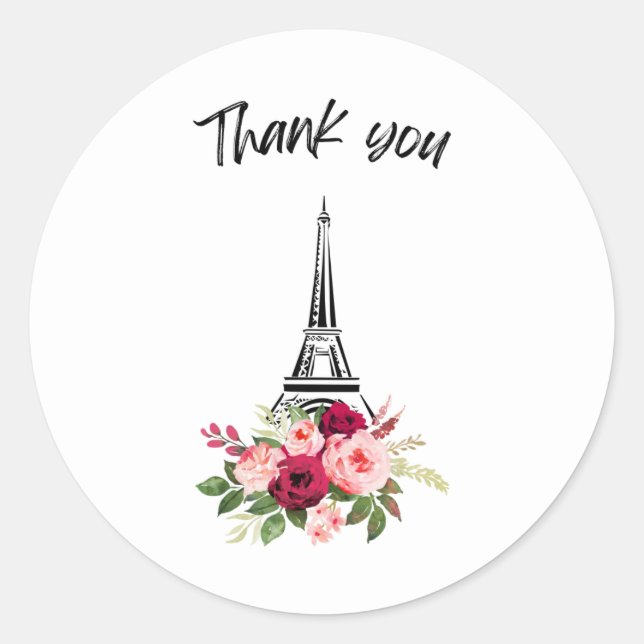 Pegatina Redonda Gracias rosas de París (Anverso)