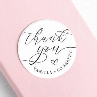 Pegatina Redonda Gracias Script Heart Baked Goods Bakery Business