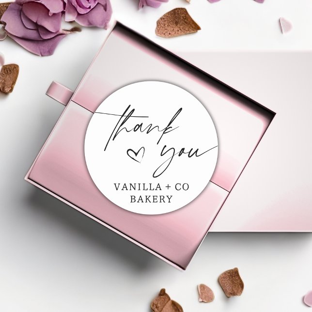 Pegatina Redonda Gracias Script Heart Baked Goods Bakery Business (Subido por el creador)