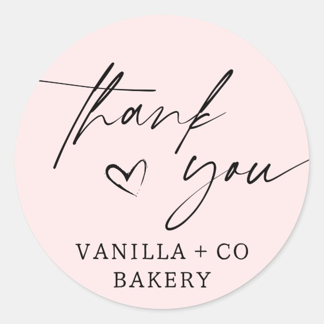 Pegatina Redonda Gracias Script Heart Baked Goods Bakery Business (Anverso)
