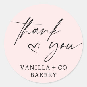 Pegatina Redonda Gracias Script Heart Baked Goods Bakery Business