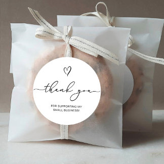Pegatina Redonda Gracias Script Heart Small Business