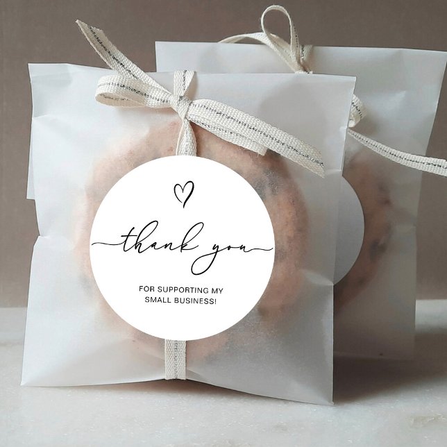 Pegatina Redonda Gracias Script Heart Small Business (Subido por el creador)