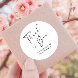 Pegatina Redonda Gracias Script Heart Small Business