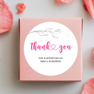 Pegatina Redonda Gracias Script Small Business