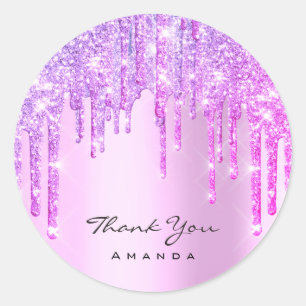 Pegatina Redonda Gracias ShoppingSweet16th Bridal Purpurina Pink Dr