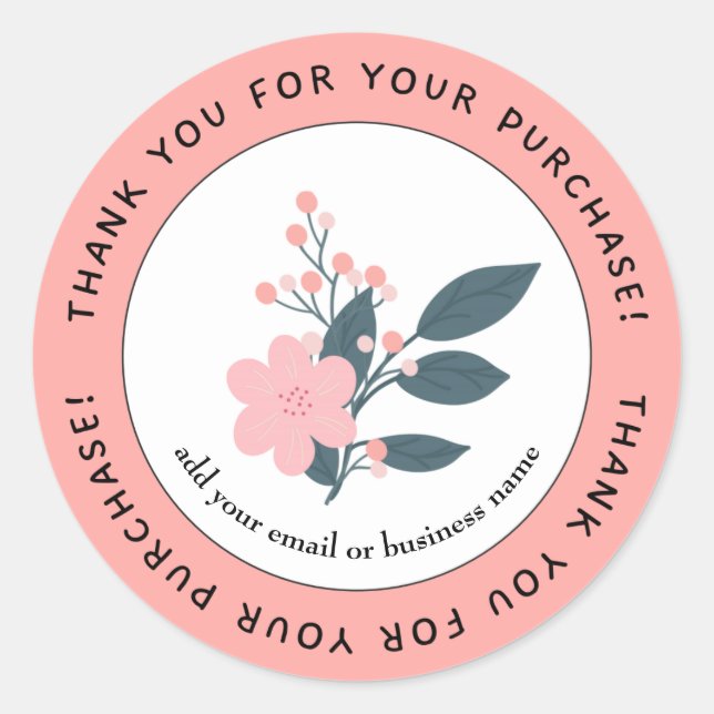 Pegatina Redonda Gracias Simple Por Su Compra (Anverso)